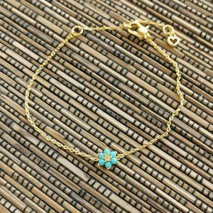 Kate Spade Myosotis Flower Bracelet Gold Turquoise